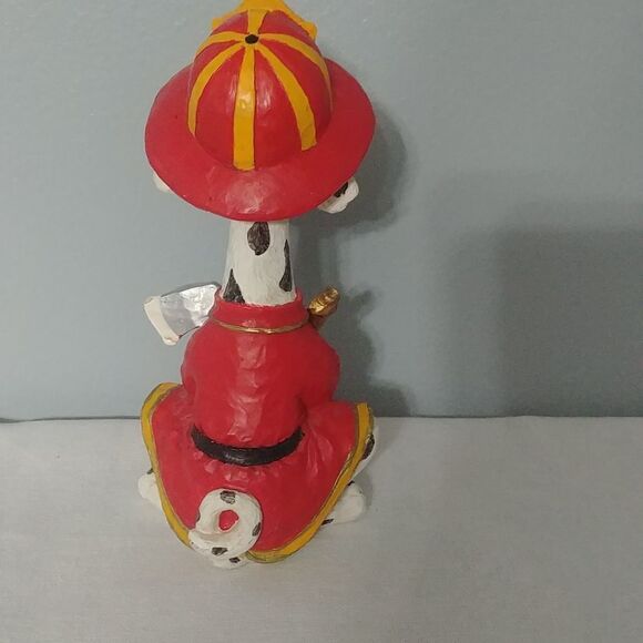 Small Firehouse Dalmation Figurine Whimsical Firefighter Decor - Picture 3 of 8